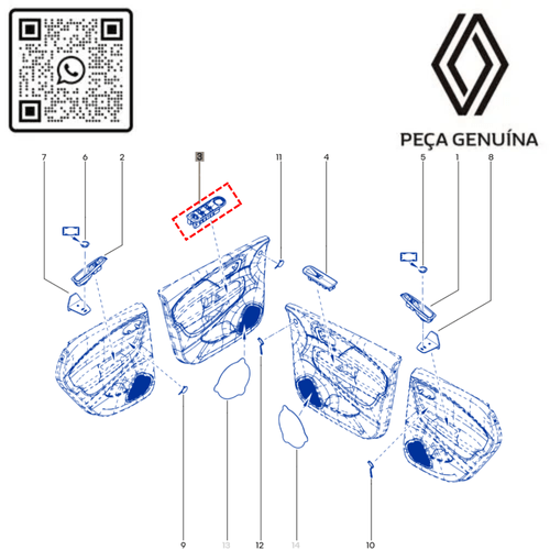 RN 17858R 809617858R Moldura BotÆo Vidro El‚trico Porta Captur - 4